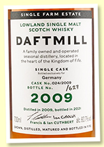 Daftmill 2009/2021 (60.7%, OB for Kirsch Import, 1st fill oloroso butt, cask #024/2009, 627 bottles) Daftmill 2009/2021 (60.7%, OB for Kirsch Import, 1st fill oloroso butt, cask #024/2009, 627 bottles)