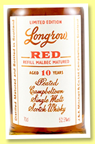 Longrow 10 yo 'Red' (52.5%, OB, refill malbec finish, 2020) Longrow 10 yo 'Red' (52.5%, OB, refill malbec finish, 2020)
