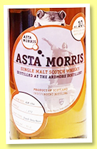 Ardmore 10 yo 2008/2019 (54%, Asta Morris, fresh bourbon, cask #AM094, 272 bottles) Ardmore 10 yo 2008/2019 (54%, Asta Morris, fresh bourbon, cask #AM094, 272 bottles)
