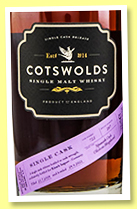 Cotswolds 6 yo 2016/2022 (59.9%, OB, Kirsch Import, England, oloroso, cask #722, 297 bottles) Cotswolds 6 yo 2016/2022 (59.9%, OB, Kirsch Import, England, oloroso, cask #722, 297 bottles)