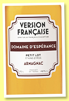 Domaine d'Espérance 17 yo 'Petit Lot' (46%, LMDW, Version Française, Armagnac, 2022) Domaine d'Espérance 17 yo 'Petit Lot' (46%, LMDW, Version Française, Armagnac, 2022)