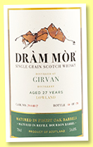 Girvan 27 yo (54.8%, Dram Mor, refill bourbon, cask #702817, 178 bottles, +/-2022) Girvan 27 yo (54.8%, Dram Mor, refill bourbon, cask #702817, 178 bottles, +/-2022)