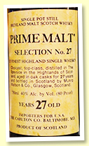 Glen Grant 27 yo (40%, Prime Malt, Carlton Import USA, 1980s)
Glen Grant 27 yo (40%, Prime Malt, Carlton Import USA, 1980s)