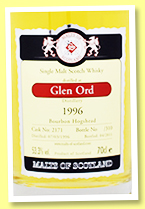 Glen Ord 1996/2011 (53.3%, Malts of Scotland, bourbon hogshead, cask #2171, 310 bottles) Glen Ord 1996/2011 (53.3%, Malts of Scotland, bourbon hogshead, cask #2171, 310 bottles)