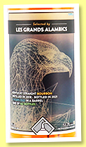Kentucky Bourbon 3 yo 2018/2021 (53.2%, Les Grands Alambics, USA, Birds Series, 162 bottles) Kentucky Bourbon 3 yo 2018/2021 (53.2%, Les Grands Alambics, USA, Birds Series, 162 bottles)