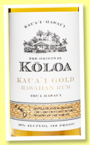 Koloa 'Kaua'i Gold' (40%, OB, Hawaii, +/-2022) Koloa 'Kaua'i Gold' (40%, OB, Hawaii, +/-2022)