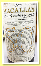 Macallan 50 yo 'Anniversary Malt' (77°proof US, OB, Berman Imports Los Angeles, twist cap, 500 bottles, 750ml) Macallan 50 yo 'Anniversary Malt' (77°proof US, OB, Berman Imports Los Angeles, twist cap, 500 bottles, 750ml)