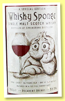 Springbank 26 yo 1996/2023 (53.5%, Whisky Sponge, Special Edition, 1st fill sherry butt, 365 bottles) Springbank 26 yo 1996/2023 (53.5%, Whisky Sponge, Special Edition, 1st fill sherry butt, 365 bottles)