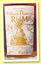 William Hinton 3 yo (45%, OB, Madeira rum, agricole, 2022) William Hinton 3 yo (45%, OB, Madeira rum, agricole, 2022)