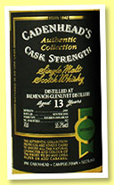 Balmenach-Glenlivet 13 yo 2005/2018 (55.2%, Cadenhead, Authentic Collection, bourbon hogshead, 312 bottles) Balmenach-Glenlivet 13 yo 2005/2018 (55.2%, Cadenhead, Authentic Collection, bourbon hogshead, 312 bottles)