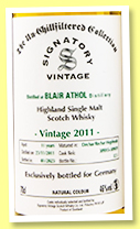 Blair Athol 11 yo 2011/2023 (46%, Signatory Vintage, Un-chillfiltered Collection, Germany, dechar/rechar hogsheads, casks #309015+309019, 823 bottles) Blair Athol 11 yo 2011/2023 (46%, Signatory Vintage, Un-chillfiltered Collection, Germany, dechar/rechar hogsheads, casks #309015+309019, 823 bottles)