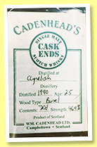 Clynelish 25 yo 1990/2015 (46.9%, Cadenhead, Cask Ends, barrel, cask #1008) Clynelish 25 yo 1990/2015 (46.9%, Cadenhead, Cask Ends, barrel, cask #1008)