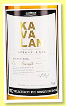 Kavalan 7 yo 2011/2019 'Rum Cask' (57.1%, OB, The Whisky Exchange, 20 years online, cask #M111104011A, 151 bottles) Kavalan 7 yo 2011/2019 'Rum Cask' (57.1%, OB, The Whisky Exchange, 20 years online, cask #M111104011A, 151 bottles)