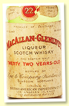 Macallan-Glenlivet 22 yo (86 US Proof, OB, British American Importation USA, b1950s) Macallan-Glenlivet 22 yo (86 US Proof, OB, British American Importation USA, b1950s)