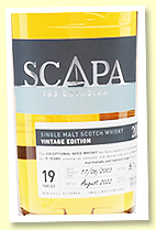 Scapa 19 yo 2003/2022 (56.7%, OB, exclusive to The Whisky Exchange, 1st fill barrels) Scapa 19 yo 2003/2022 (56.7%, OB, exclusive to The Whisky Exchange, 1st fill barrels)