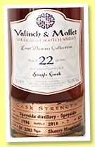 Speyside Distillery 22 yo 1996/2018 (54.8%, Valinch & Mallet, Lost Drams Collection, sherry hogshead, cask #18-2202, 124 bottles) Speyside Distillery 22 yo 1996/2018 (54.8%, Valinch & Mallet, Lost Drams Collection, sherry hogshead, cask #18-2202, 124 bottles)