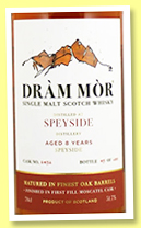 Speyside Distillery 8 yo 2014/2023 (51.7%, Dram Mor, Moscatel finish, cask #2432, 289 bottles) Speyside Distillery 8 yo 2014/2023 (51.7%, Dram Mor, Moscatel finish, cask #2432, 289 bottles)