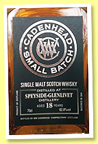 Speyside-Glenlivet 18 yo 1995/2014 (62.8%, Cadenhead, Small Batch, sherry and hogshead, 738 bottles) Speyside-Glenlivet 18 yo 1995/2014 (62.8%, Cadenhead, Small Batch, sherry and hogshead, 738 bottles)