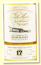 Bowmore 17 yo 2003/2021 (54.9%, Elixir Distillers 'The Single Malts of Scotland', cask #93, barrel, 172 bottles)
Bowmore 17 yo 2003/2021 (54.9%, Elixir Distillers 'The Single Malts of Scotland', cask #93, barrel, 172 bottles)