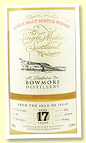 Bowmore 17 yo 2003/2021 (57.8%, Elixir Distillers 'The Single Malts of Scotland', cask #81, barrel, 209 bottles)
Bowmore 17 yo 2003/2021 (57.8%, Elixir Distillers 'The Single Malts of Scotland', cask #81, barrel, 209 bottles)