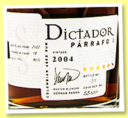 Dictador 18 yo 2004/2022 'Pàrrafo I Borbon' (46%, OB, Colombia, cask # ExB-5269, 315 bottles) Dictador 18 yo 2004/2022 'Pàrrafo I Borbon' (46%, OB, Colombia, cask # ExB-5269, 315 bottles)