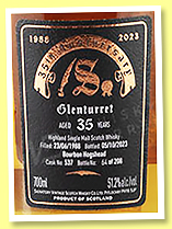 Glenturret 35 yo 1988/2023 (51.2%, Signatory Vintage, 35th Anniversary, bourbon hogshead, cask #537, 208 bottles) Glenturret 35 yo 1988/2023 (51.2%, Signatory Vintage, 35th Anniversary, bourbon hogshead, cask #537, 208 bottles)