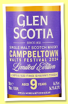 Glen Scotia 9 yo (56.2%, OB, Campbeltown Malts Festival 2024, first fill bourbon and fino sherry finish) Glen Scotia 9 yo (56.2%, OB, Campbeltown Malts Festival 2024, first fill bourbon and fino sherry finish)