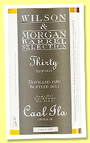 Caol Ila 30 yo 1980/2011 (58.8%, Wilson & Morgan, Barrel Selection, bourbon, cask #4688, 196 bottles) Caol Ila 30 yo 1980/2011 (58.8%, Wilson & Morgan, Barrel Selection, bourbon, cask #4688, 196 bottles)