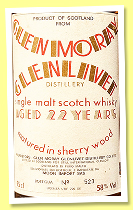 Glenmoray Glenlivet 22 yo (58%, Moon Import, first series, sherry wood, 600 bottles, early 1980s) Glenmoray Glenlivet 22 yo (58%, Moon Import, first series, sherry wood, 600 bottles, early 1980s)