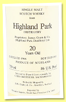 Highland Park 20 yo 1966/1986 (86° US Proof, Duthie for Corti Bros., USA) Highland Park 20 yo 1966/1986 (86° US Proof, Duthie for Corti Bros., USA)