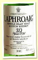 Laphroaig 10 yo (43%, OB, Hiram Walker US import ‘B182’, -/+ 1995) Laphroaig 10 yo (43%, OB, Hiram Walker US import ‘B182’, -/+ 1995)