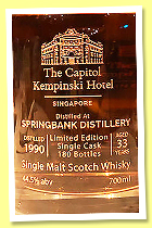 Springbank 33 yo 1990/2024 (44.5%, The Capitol Kempinski Hotel, Singapore, 180 bottles) Springbank 33 yo 1990/2024 (44.5%, The Capitol Kempinski Hotel, Singapore, 180 bottles)