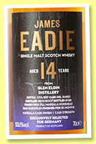 Glen Elgin 14 yo 2007/2022 (53.1%, James Eadie, UK, First fill Marsala cask finish, cask #354553, 287 bottles) Glen Elgin 14 yo 2007/2022 (53.1%, James Eadie, UK, First fill Marsala cask finish, cask #354553, 287 bottles)