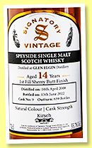 Glen Elgin 14 yo 2008/2022 (55.7%, Signatory Vintage, Kirsch Import, 1st fill sherry butt finish, cask #9, 639 bottles) Glen Elgin 14 yo 2008/2022 (55.7%, Signatory Vintage, Kirsch Import, 1st fill sherry butt finish, cask #9, 639 bottles)