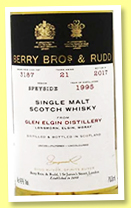 Glen Elgin 21 yo 1995/2017 (46%, Berry Bros. & Rudd, Own Selection, refill hogshead, cask #3187) Glen Elgin 21 yo 1995/2017 (46%, Berry Bros. & Rudd, Own Selection, refill hogshead, cask #3187)