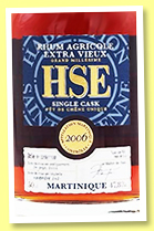 HSE 2006/2022 'Extra Vieux' (47.8%, OB, Martinique, agricole, cask # FRA1810-1, 1000 bottles) HSE 2006/2022 'Extra Vieux' (47.8%, OB, Martinique, agricole, cask # FRA1810-1, 1000 bottles)