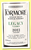 Tormore 2012/2025 ‘Legacy’ (60.8%, OB, 1st fill bourbon barrel, cask #921187, 230 bottles) Tormore 2012/2025 ‘Legacy’ (60.8%, OB, 1st fill bourbon barrel, cask #921187, 230 bottles)