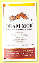 Dailuaine 13 yo 2013/2026 (5.1%, Dràm Mor, Portuguese red wine finish, cask #302722, 282 bottles) Dailuaine 13 yo 2013/2026 (5.1%, Dràm Mor, Portuguese red wine finish, cask #302722, 282 bottles)