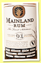 Mainland Rum ‘Barrel Number 01’ (80.5%, OB, USA, virgin white oak, 30 bottles, 2025) Mainland Rum ‘Barrel Number 01’ (80.5%, OB, USA, virgin white oak, 30 bottles, 2025)