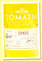 Tomatin 18 yo 2003/2021 (51.6%, OB for Independent Spirit, 1st fill bourbon barrel, cask #1921, 228 bottles) Tomatin 18 yo 2003/2021 (51.6%, OB for Independent Spirit, 1st fill bourbon barrel, cask #1921, 228 bottles)